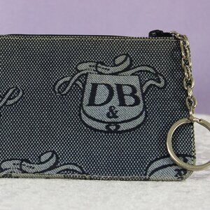 Dooney & Bourke Logo Canvas Key Pouch – Denim Blue Zip Coin Purse with Key Ring
